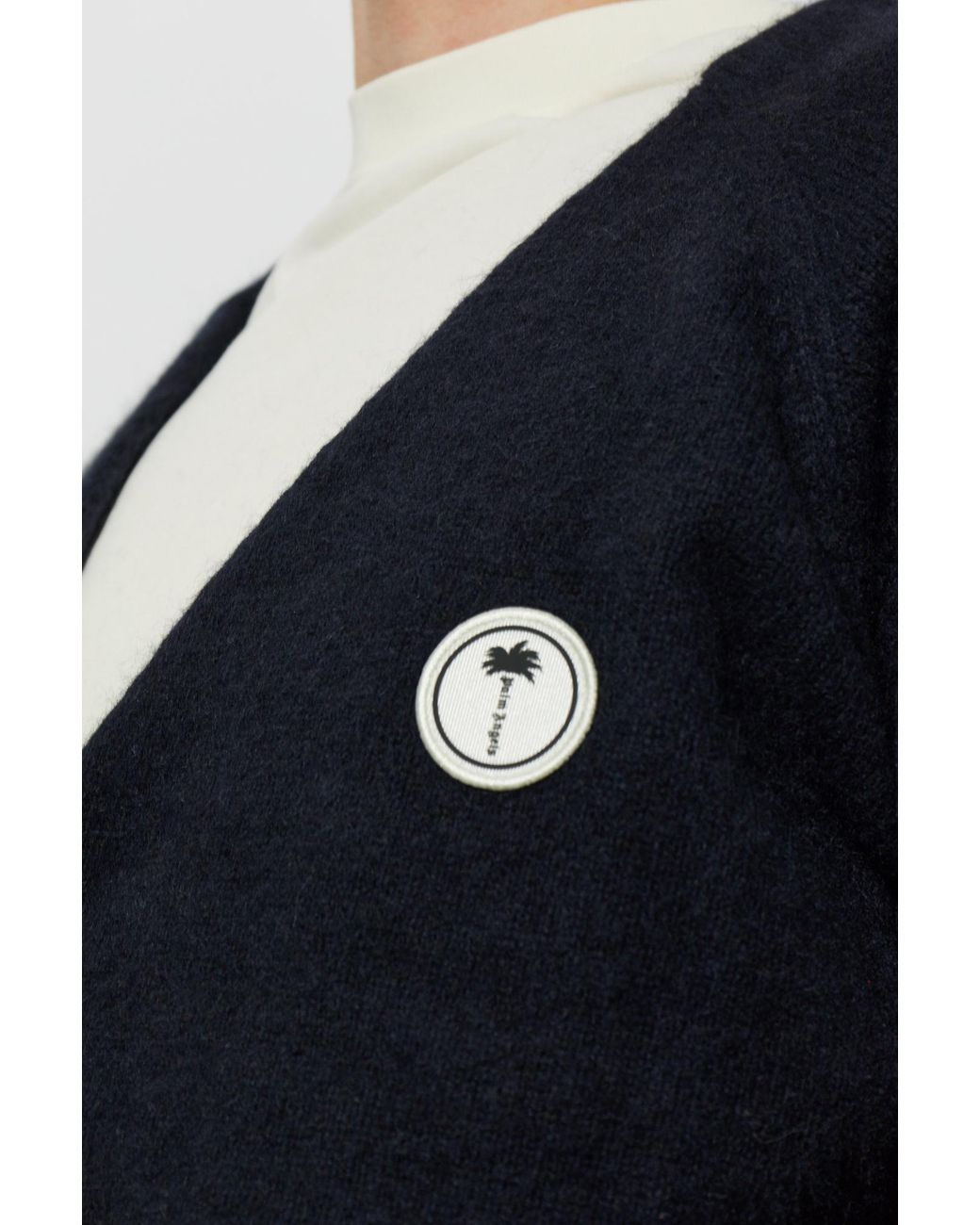 Palm Angels Blue Long-Sleeved Knitted Cardigan for men