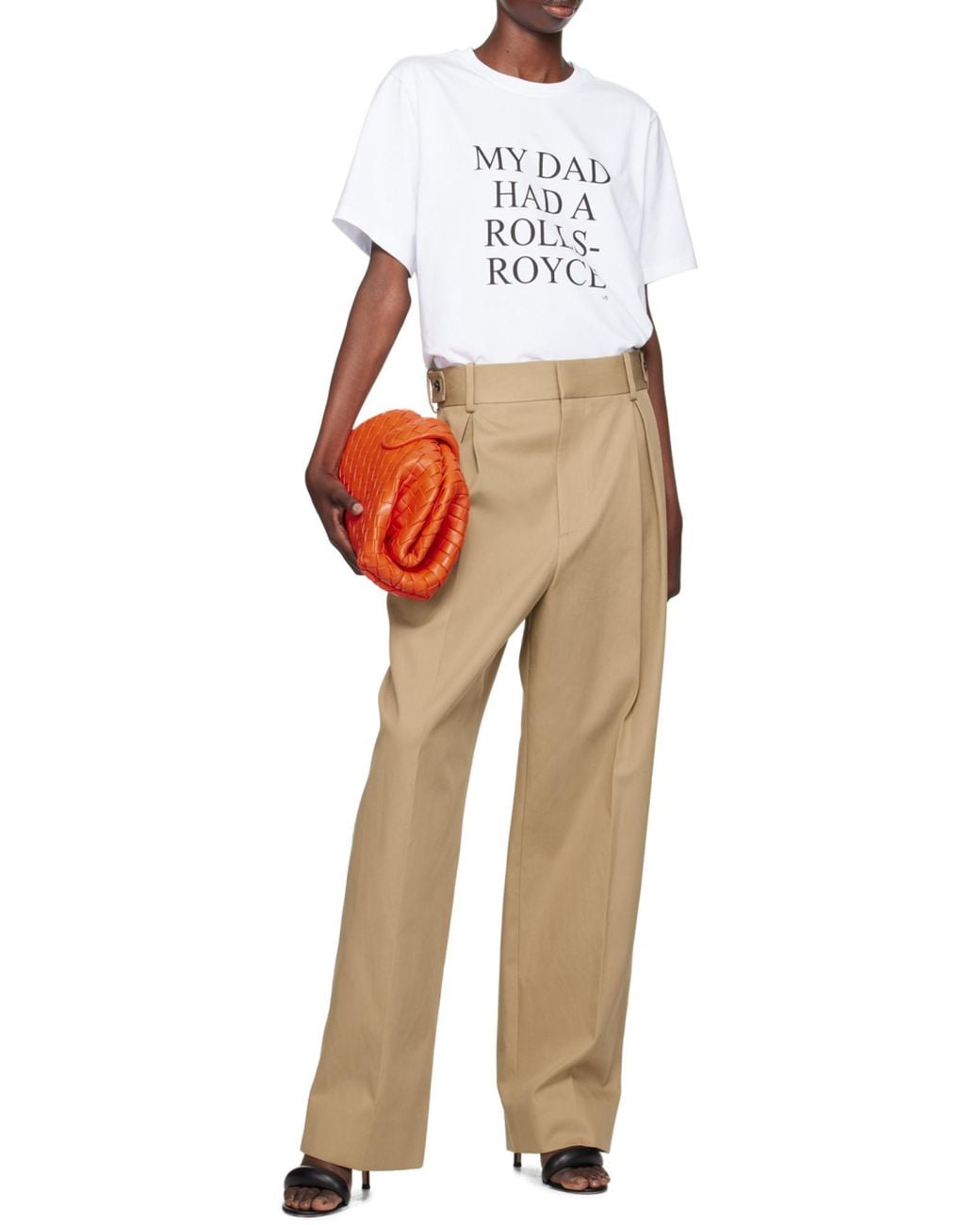 Victoria Beckham White Text Printed Crewneck T-Shirt