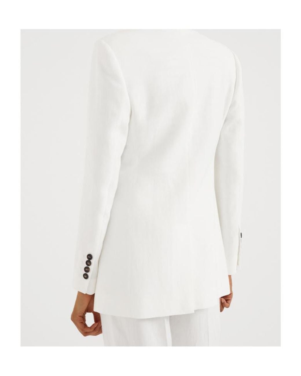 Brunello Cucinelli White Single Breasted Tailored Blazer