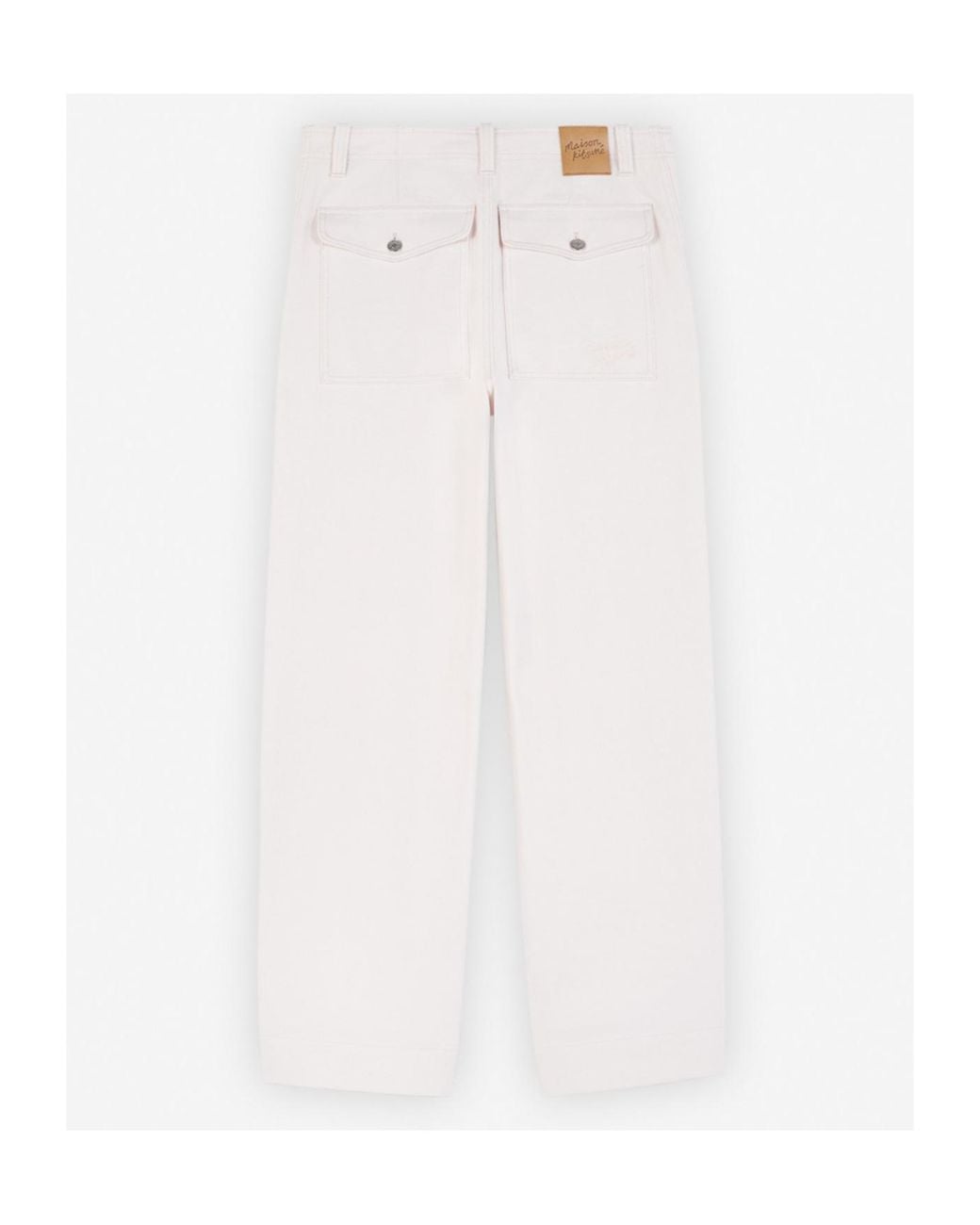 Maison Kitsuné White Maison Kitsuné Logo Patch Straight-Leg Jeans for men