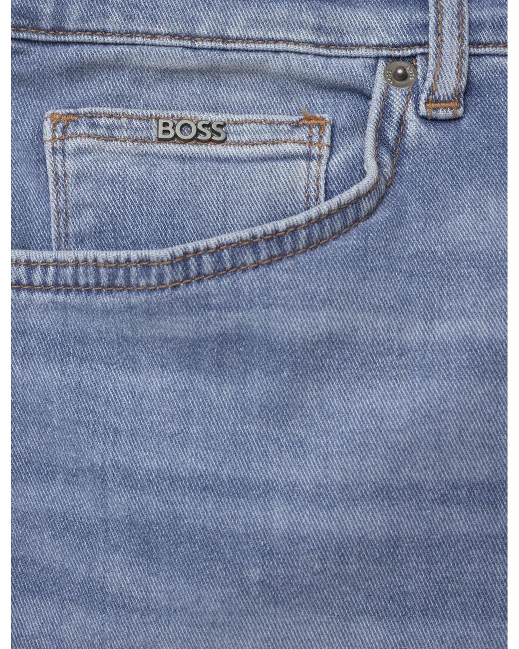 Boss Blue Belt-Loop Jeans for men