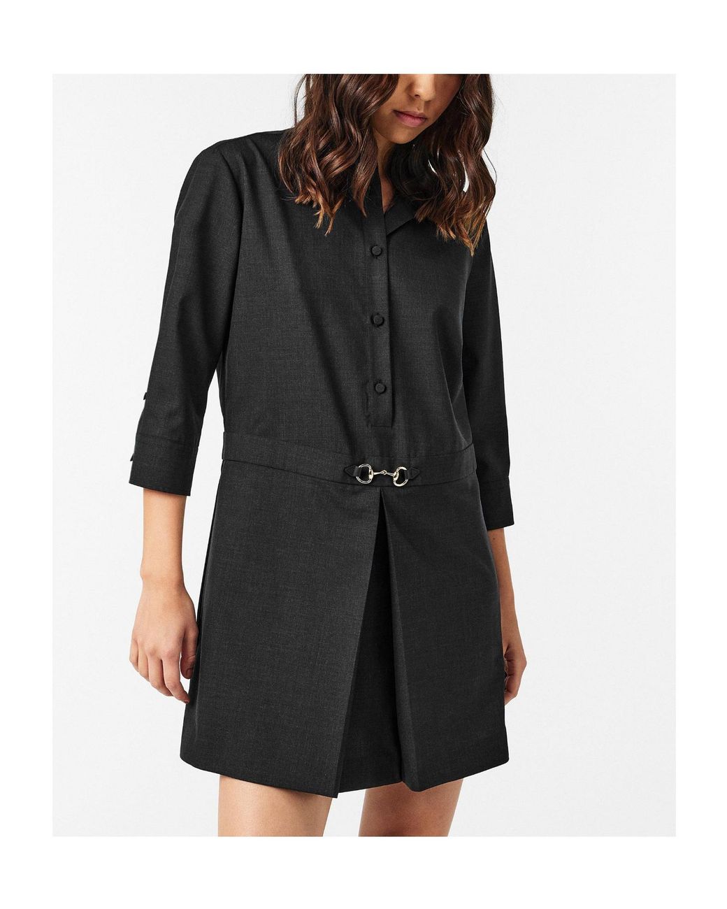 Gucci Gray Horsebit Shirt Dress