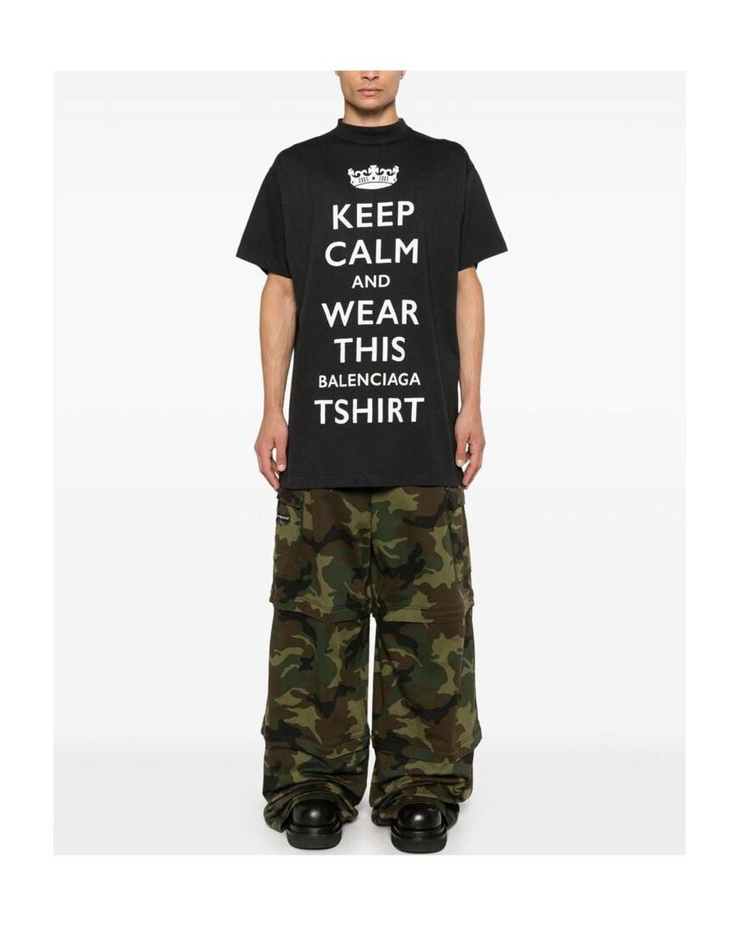 Balenciaga Black Keep Calm Washed Oversized T-Shirt for men