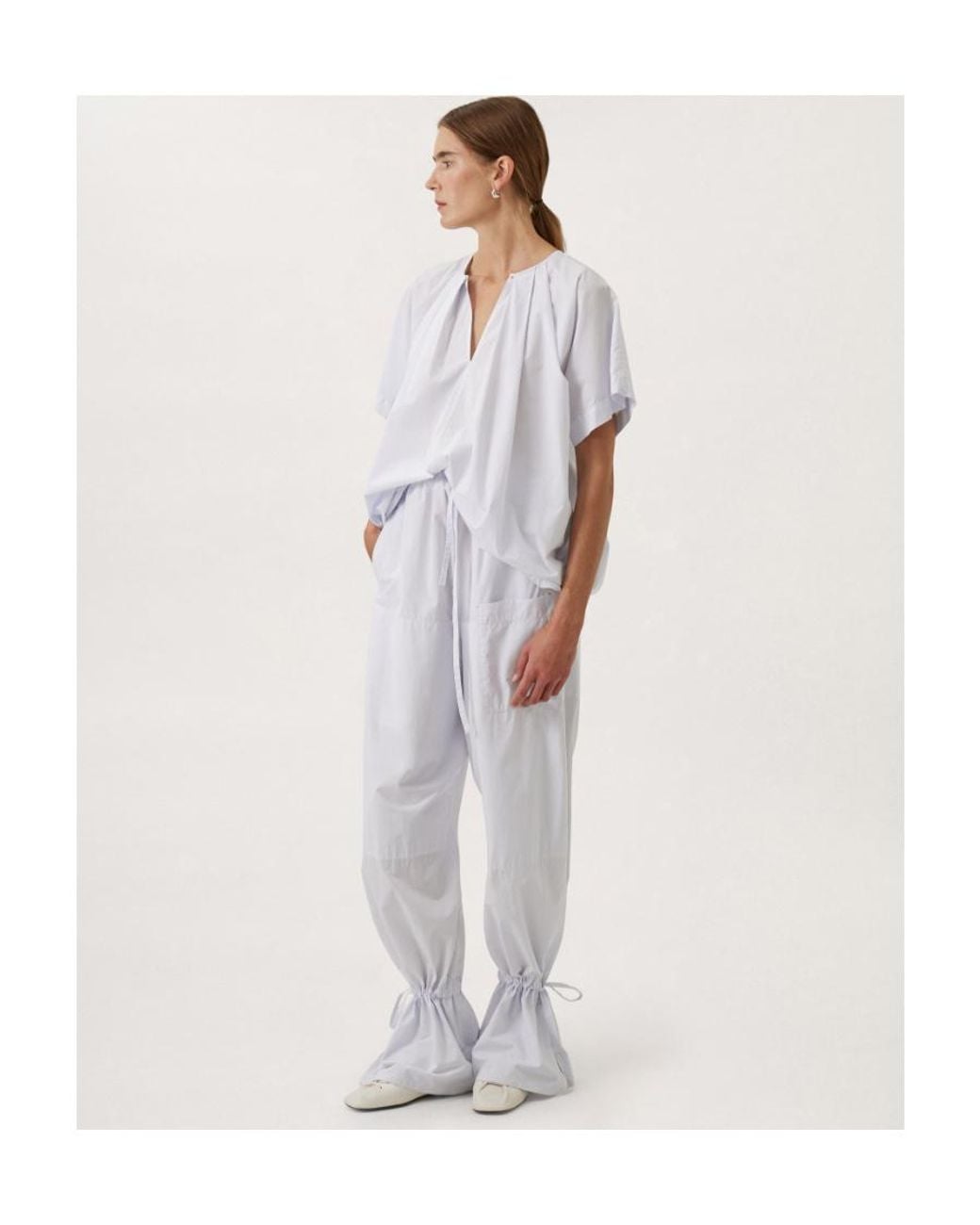 Lemaire White Drawstring-Fastening Parachute Trousers