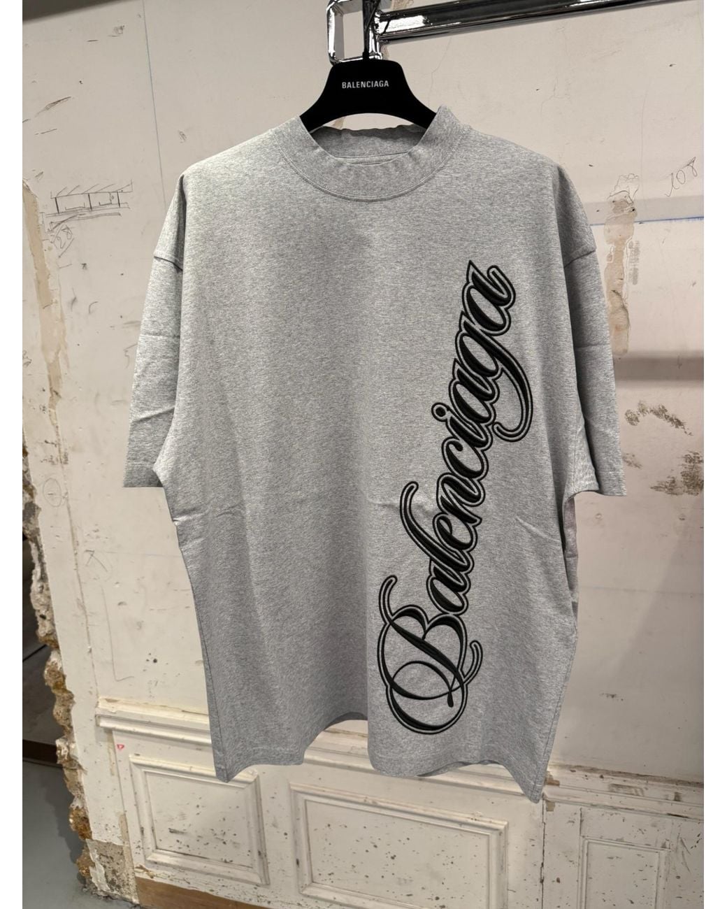Balenciaga White Cursive Medium Fit T-Shirt for men