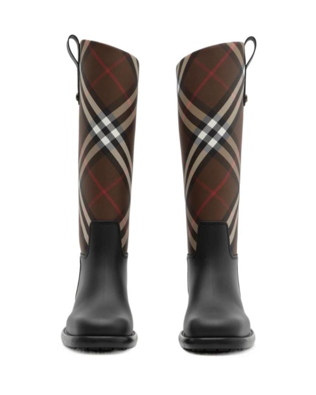 Burberry Black Lf Cavalier Check Rubber Boots