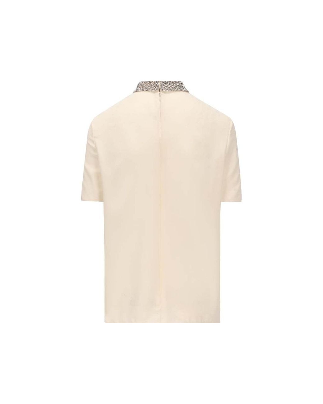 Valentino White Embellished Short-Sleeved Top