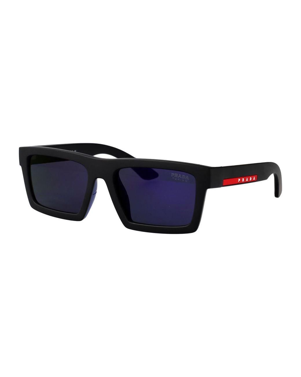 Prada Linea Rossa Blue Rectangular Sunglasses for men