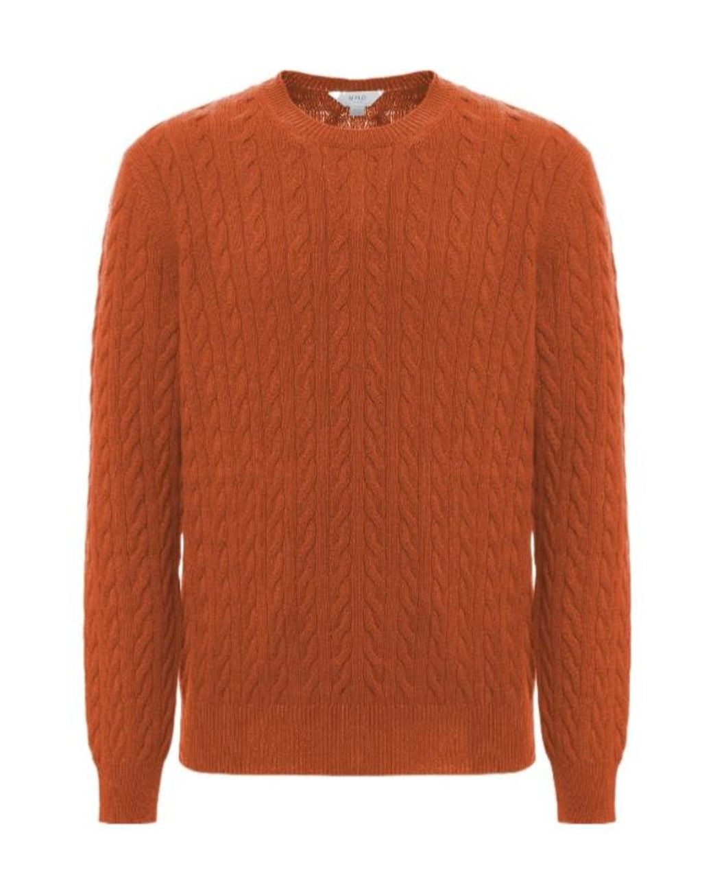 Malo Brown Cable-Knit Cashmere Sweater for men