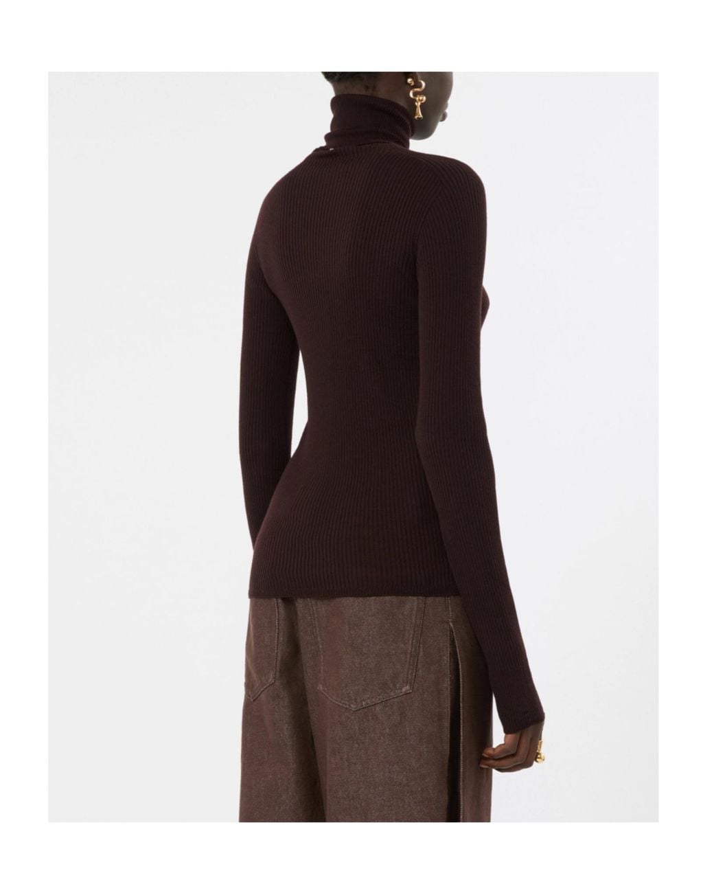 Sportmax Black Spxcentro Ribbed Turtleneck Knitted Top