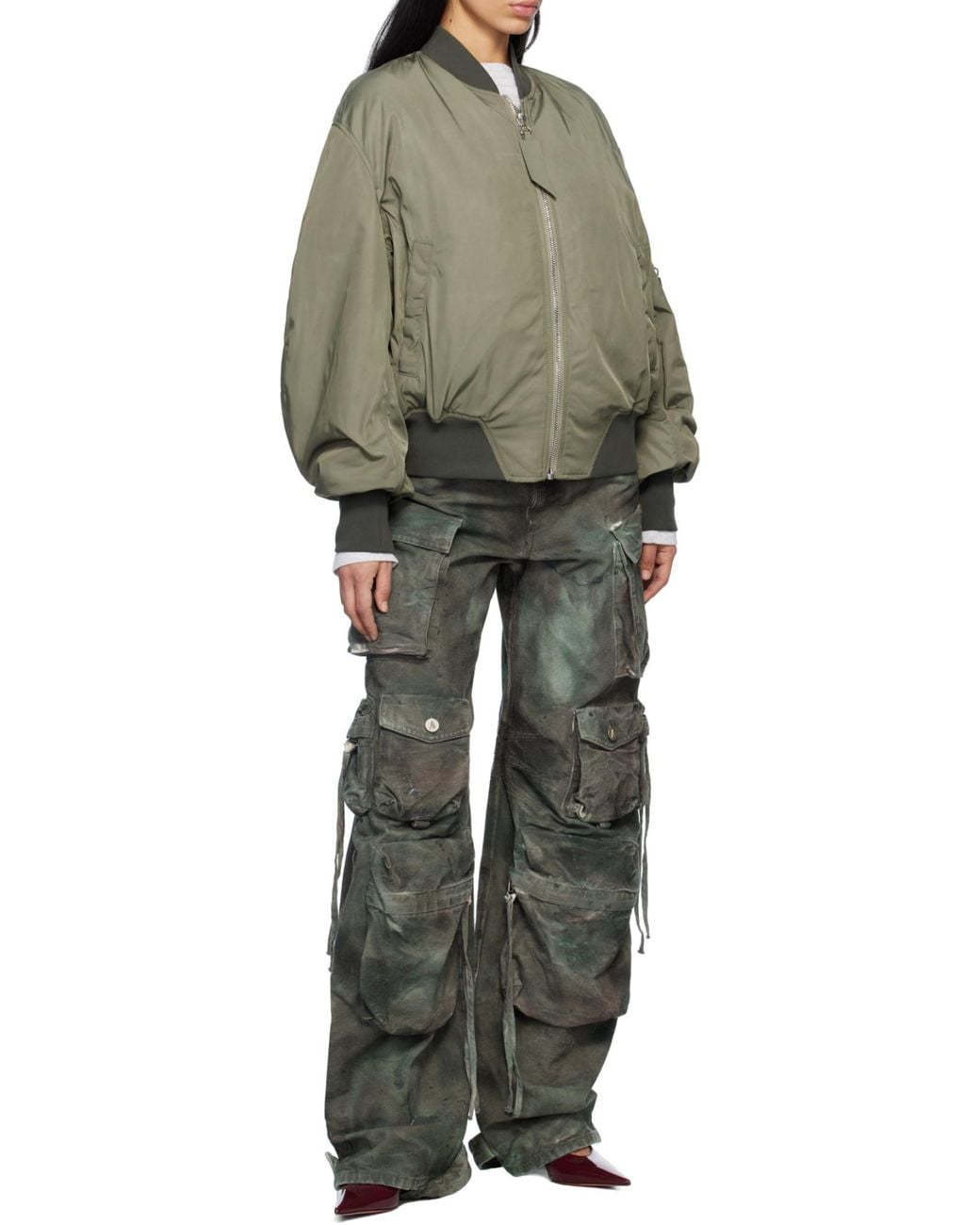 The Attico Green The Anja Zipped Bomber Jacket