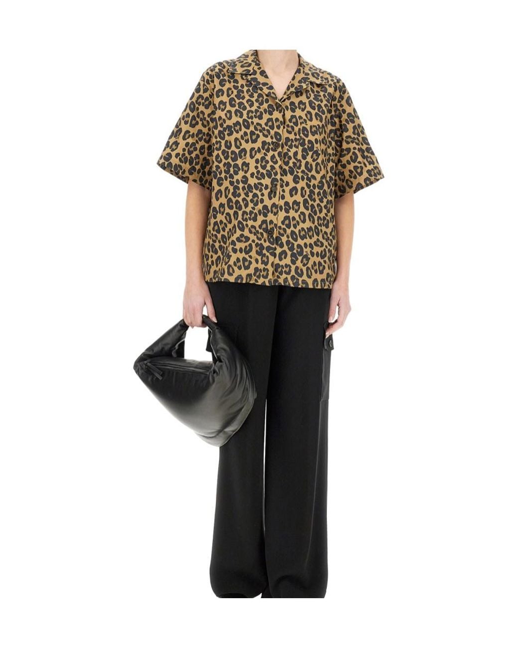 Aspesi Black Wild Pattern Button-Up Tops