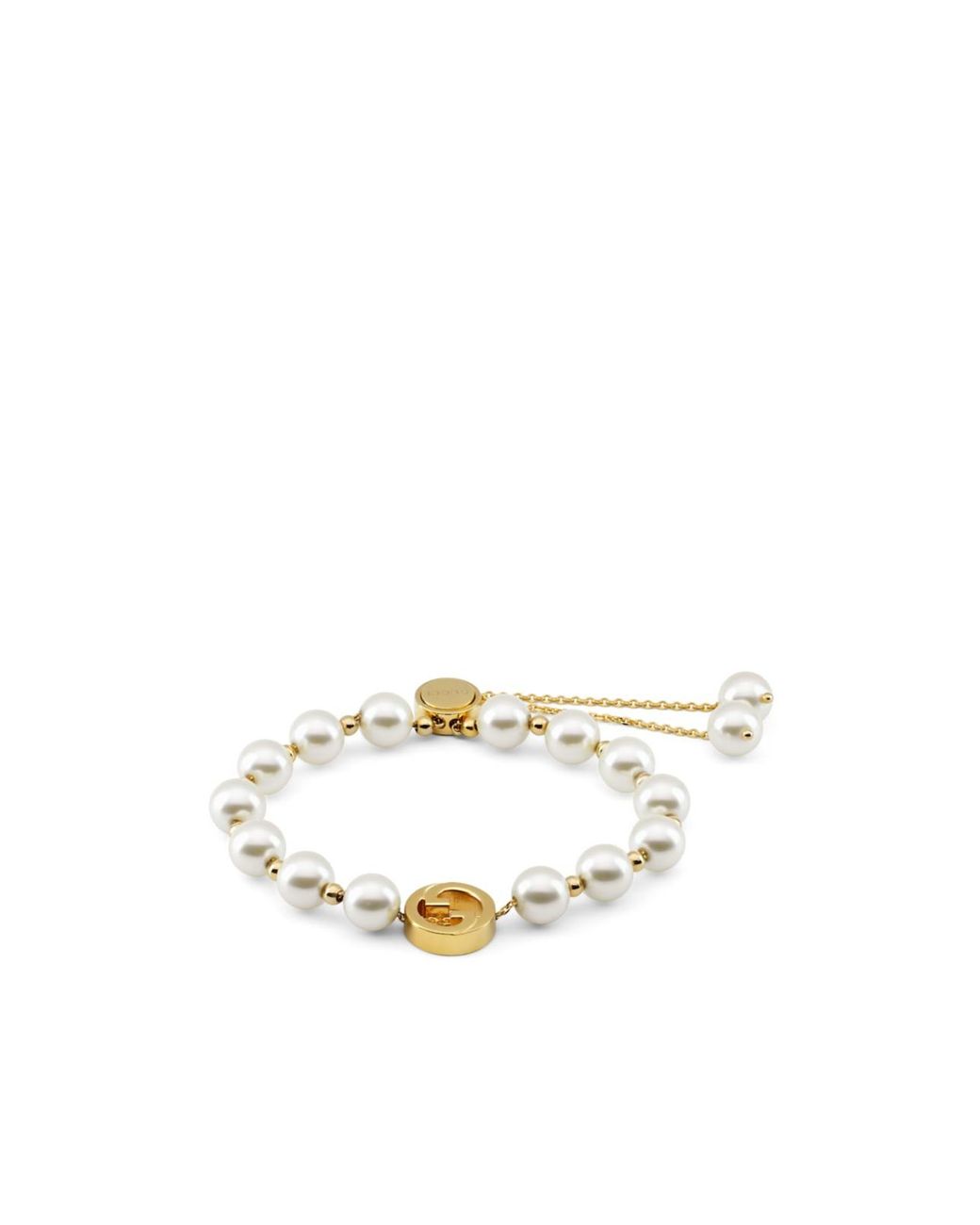 Gucci White Embellished Interlocking Bracelet