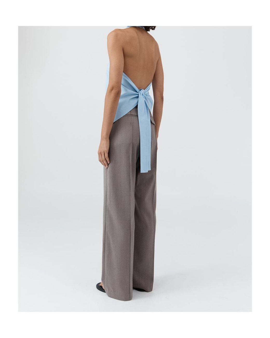 St. Agni Blue Halter Tie-Back Top