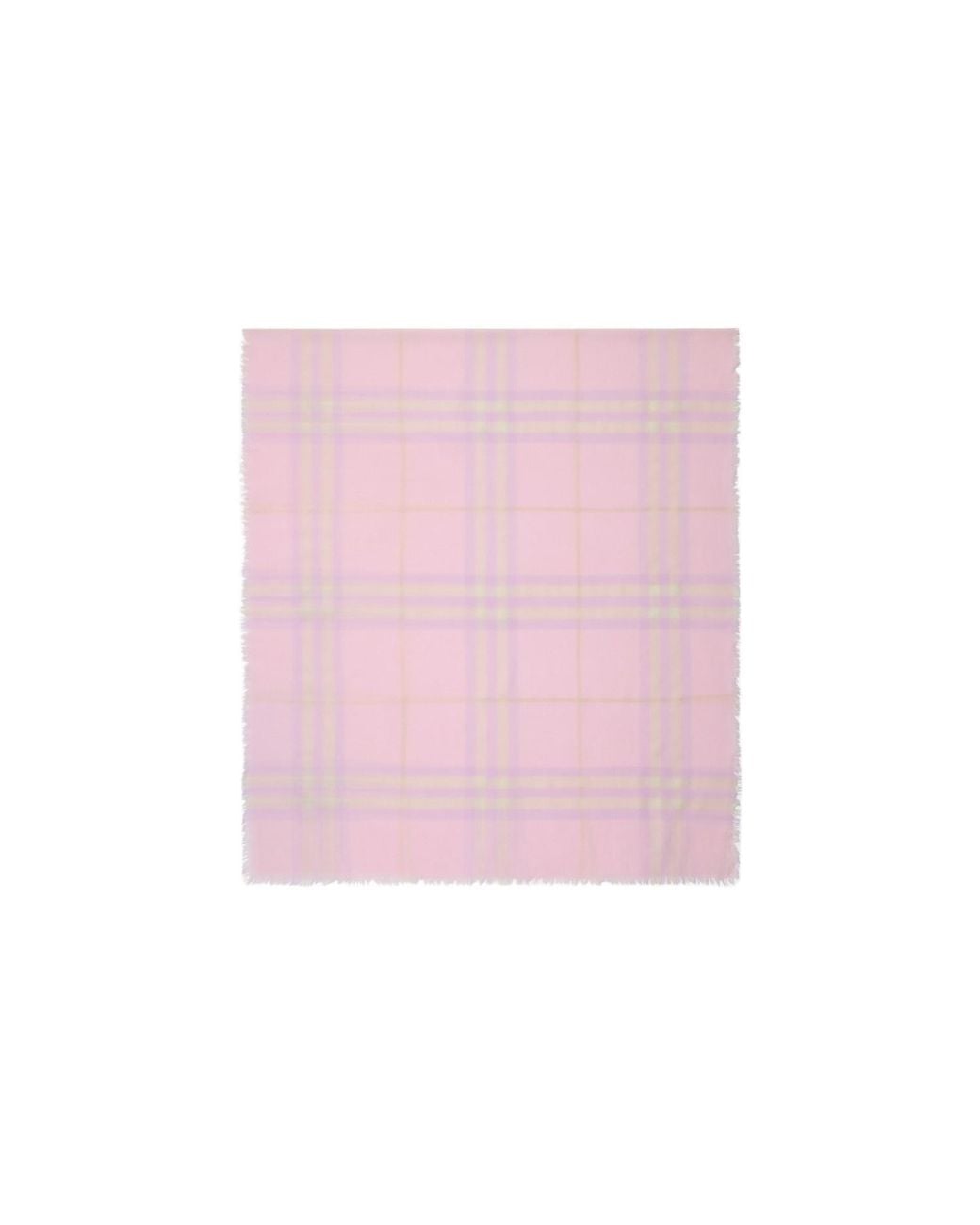 Burberry Pink Check Pattern Frayed-Edge Scarf