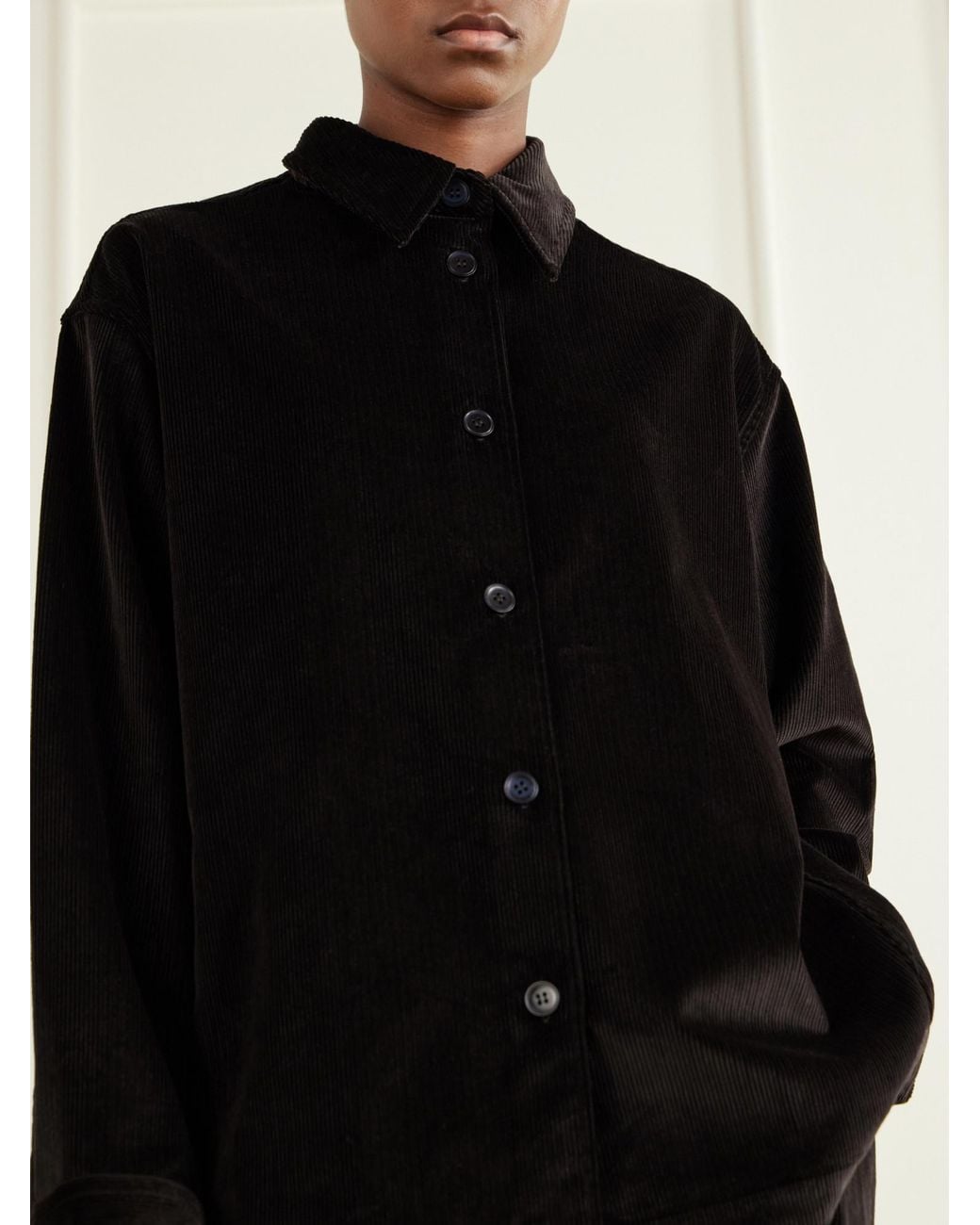 Studio Nicholson Black Santini Cotton-Corduroy Shirt