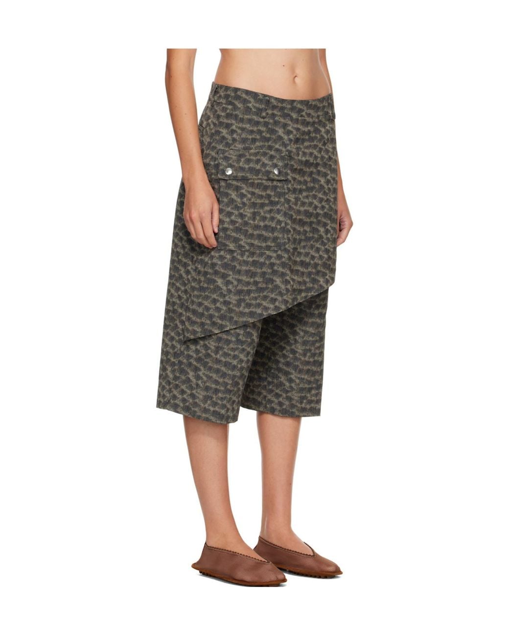 Kiko Kostadinov Gray Wrap-Style Culottes/Shorts