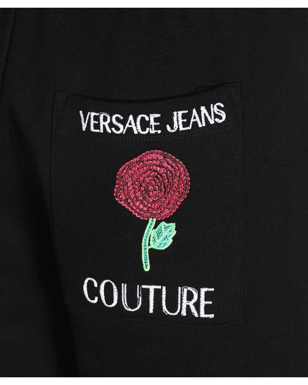Versace Jeans Black Logo-Print Track Pants for men