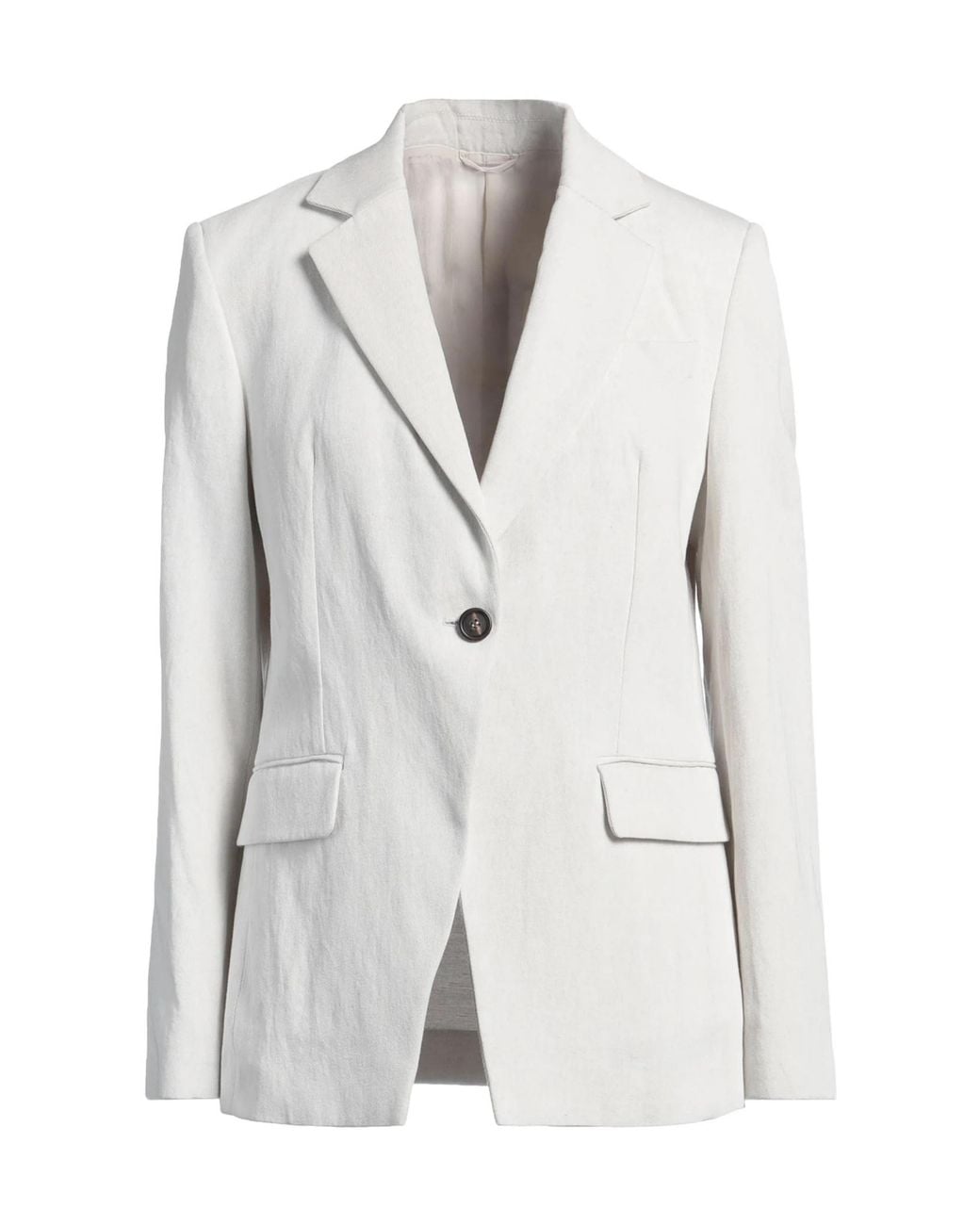 Brunello Cucinelli White Minimalist Single-Breasted Blazer