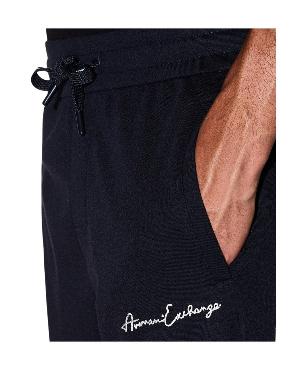 ARMANI EXCHANGE Blue Logo-Embroidered Track Pants for men