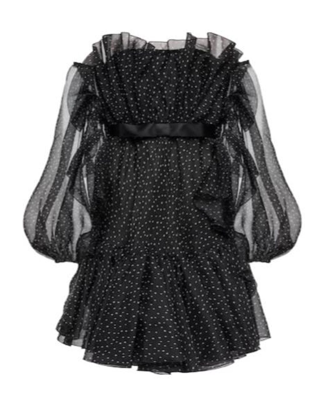 Giambattista Valli Black Polka-Dot Strapless Silk Mini Dress