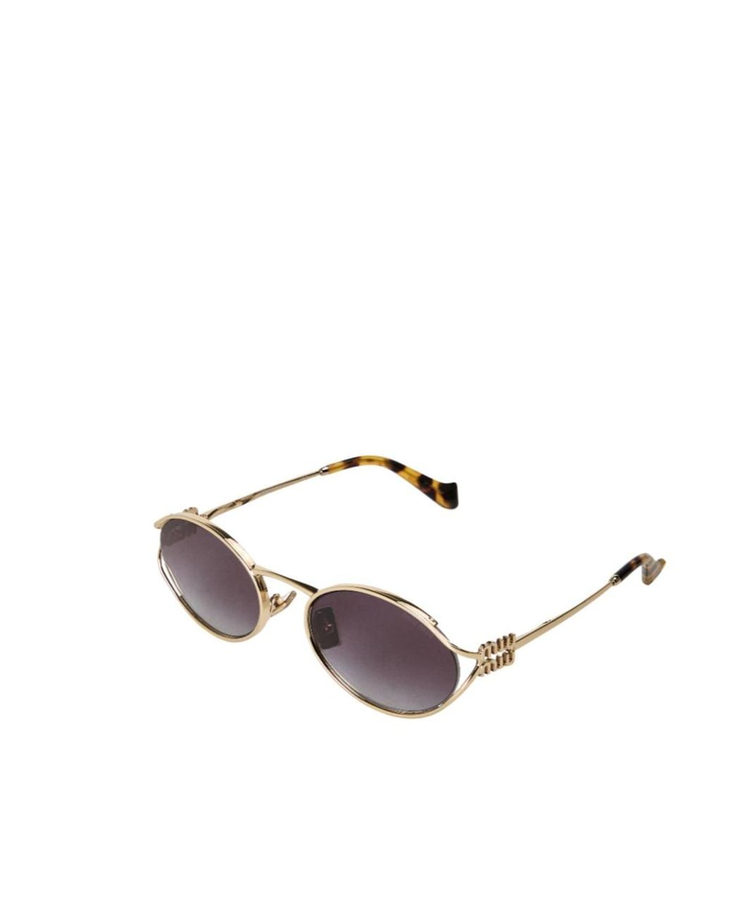 Miu Miu White Metal Oval Sunglasses