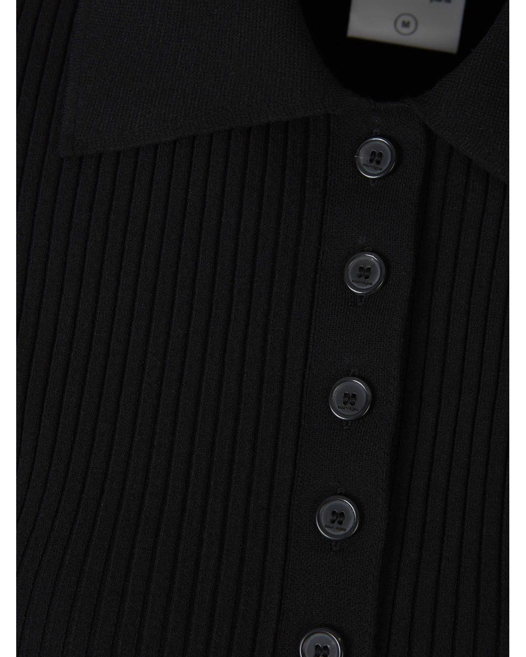 Courreges Black Courrèges Iconic Rib Knit Polo Shirt