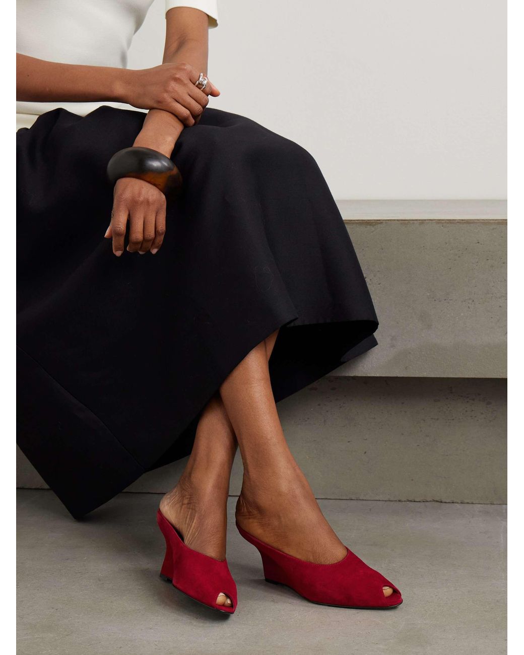 Totême Red 90Mm Peep Toe Heeled Sandals