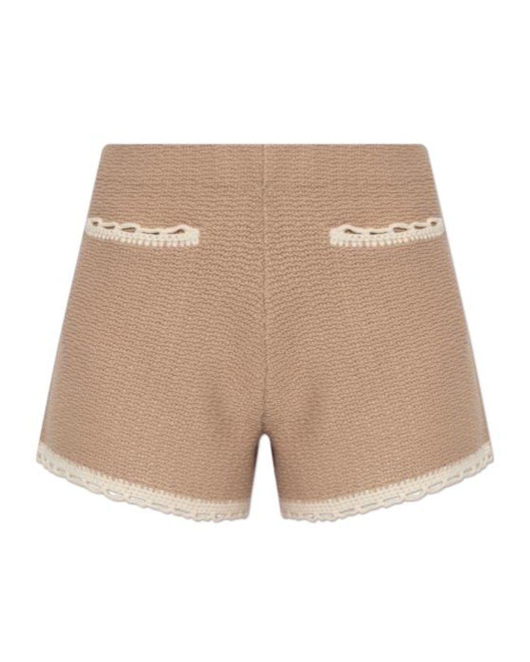 Posse Natural Willow Crochet-Trim Shorts