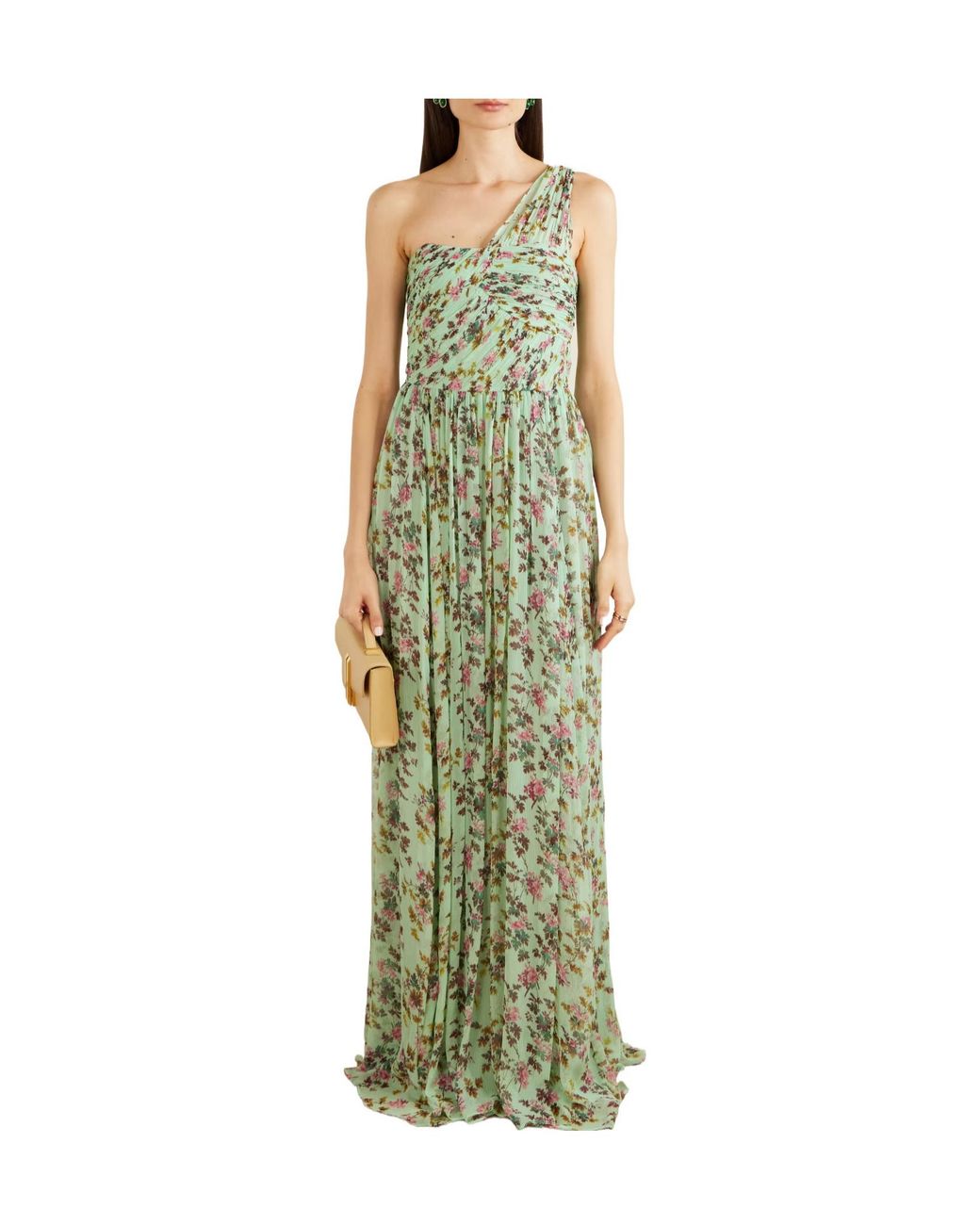 Ulla Johnson Green Aureline One Shoulder Silk Dress