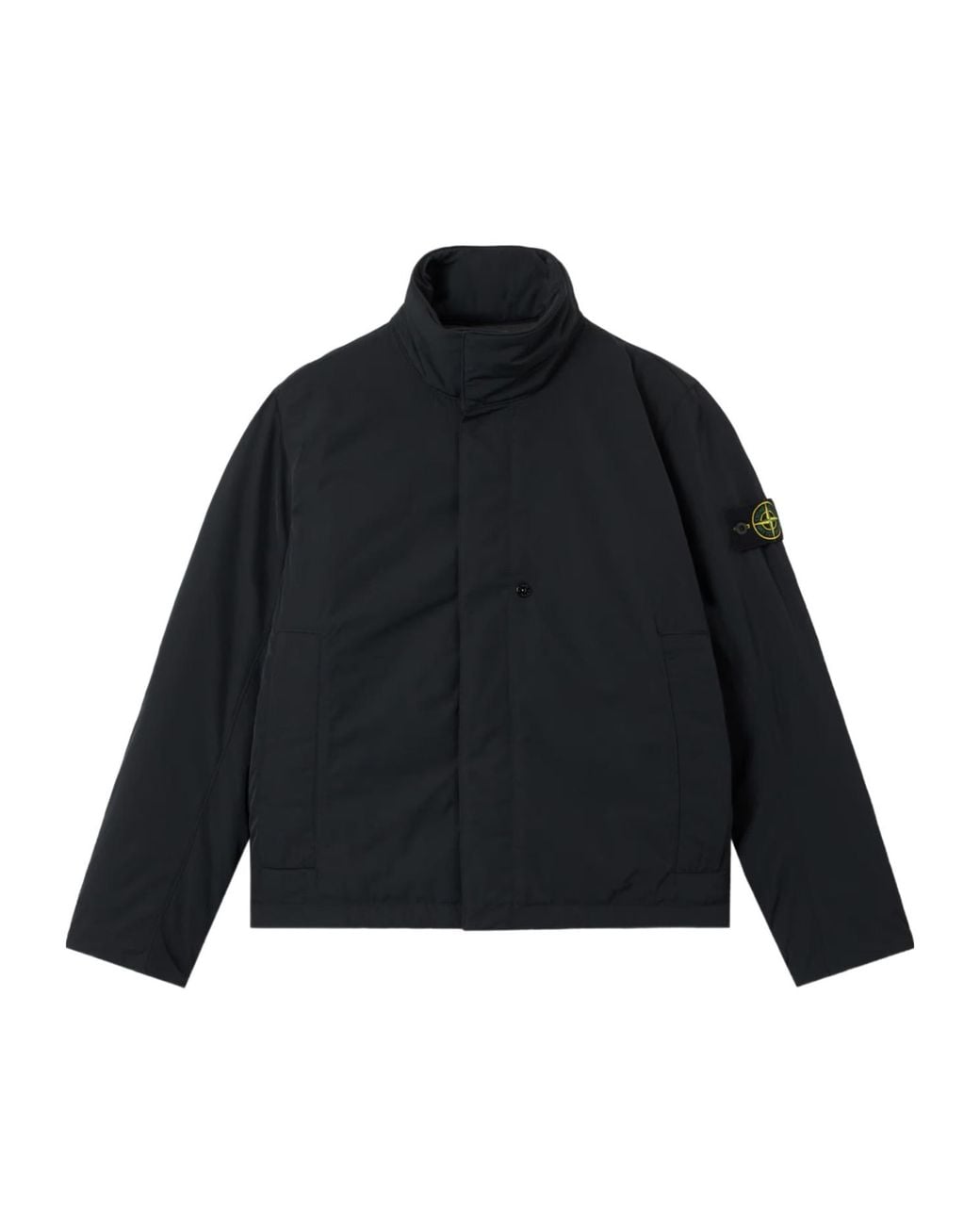 Stone Island Blue Logo Patch High Neck Jacket for men