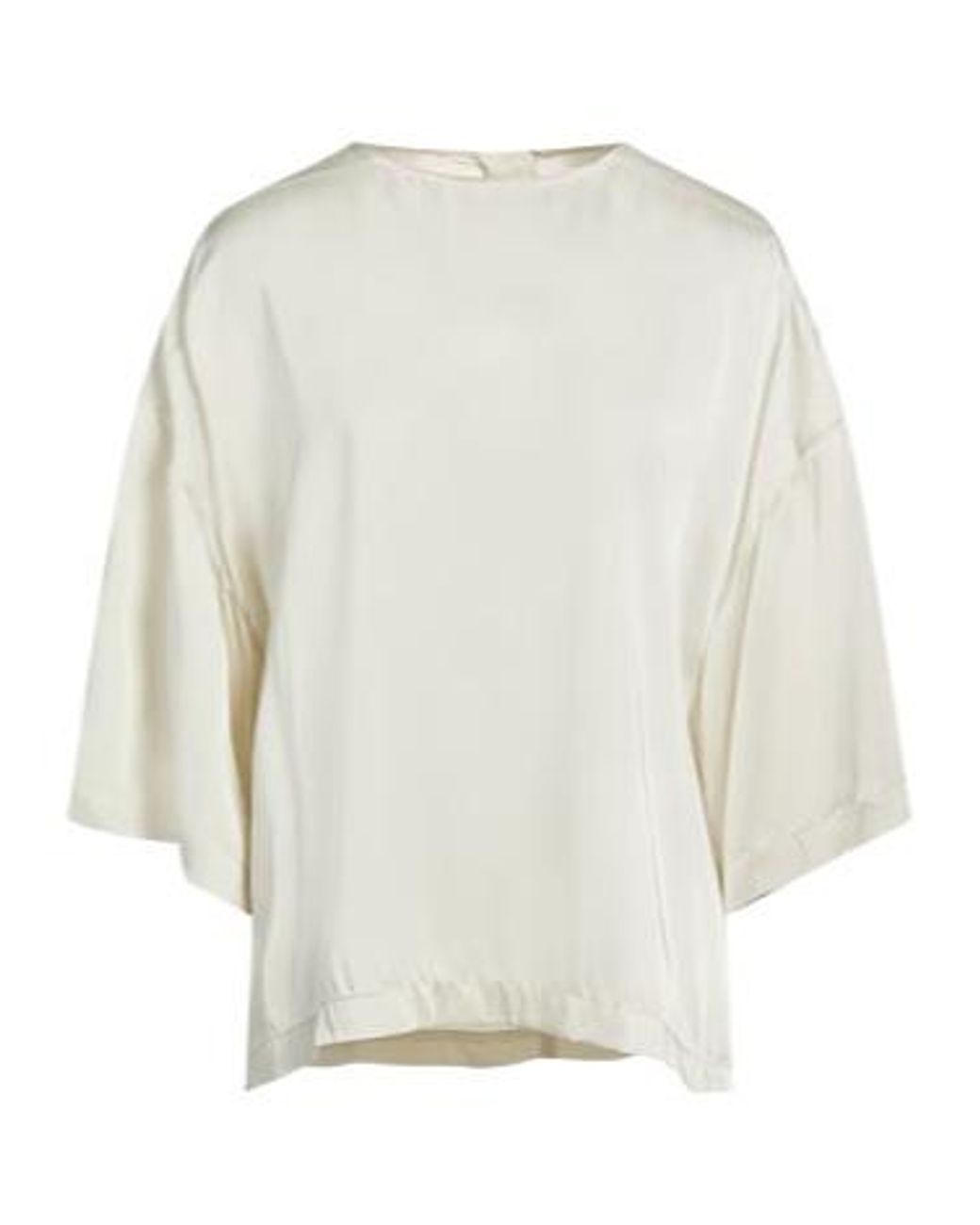 Rick Owens White Satin Crew Neck Top