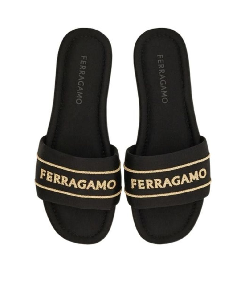Ferragamo Multicolor Ferragamo Logo Embroidered Slides