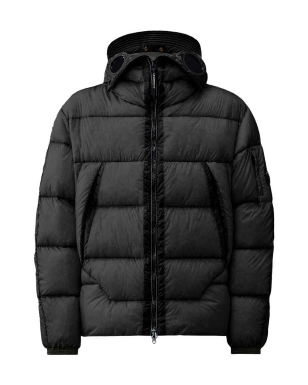 C P Company Black Explorer Hooded Down Jacket for men