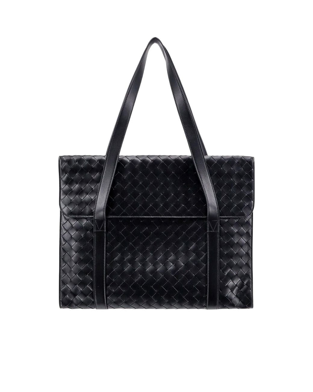 Bottega Veneta Black Intrecciato Briefcase for men