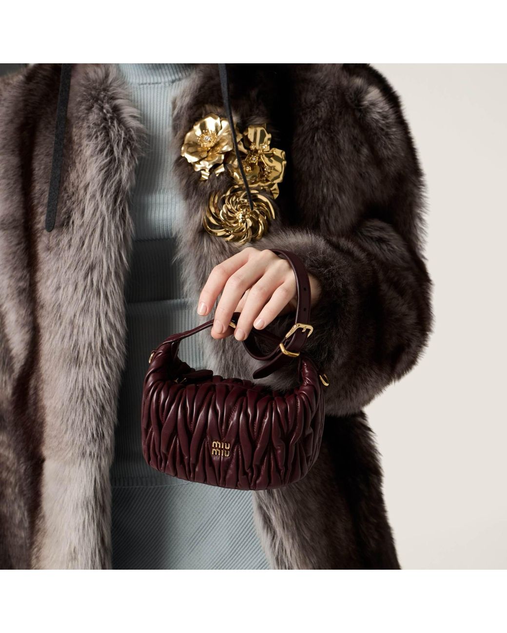Miu Miu Purple Matelassé Nappa Leather Clutch