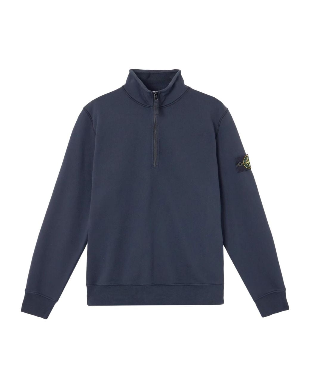 Stone Island Blue Half Zip Stand Collar Sweatshirt for men