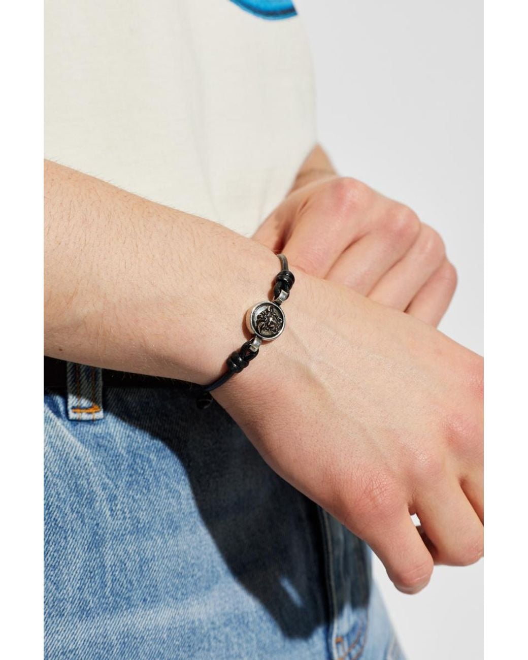 Versace White Medusa Logo Plaque Bracelet for men