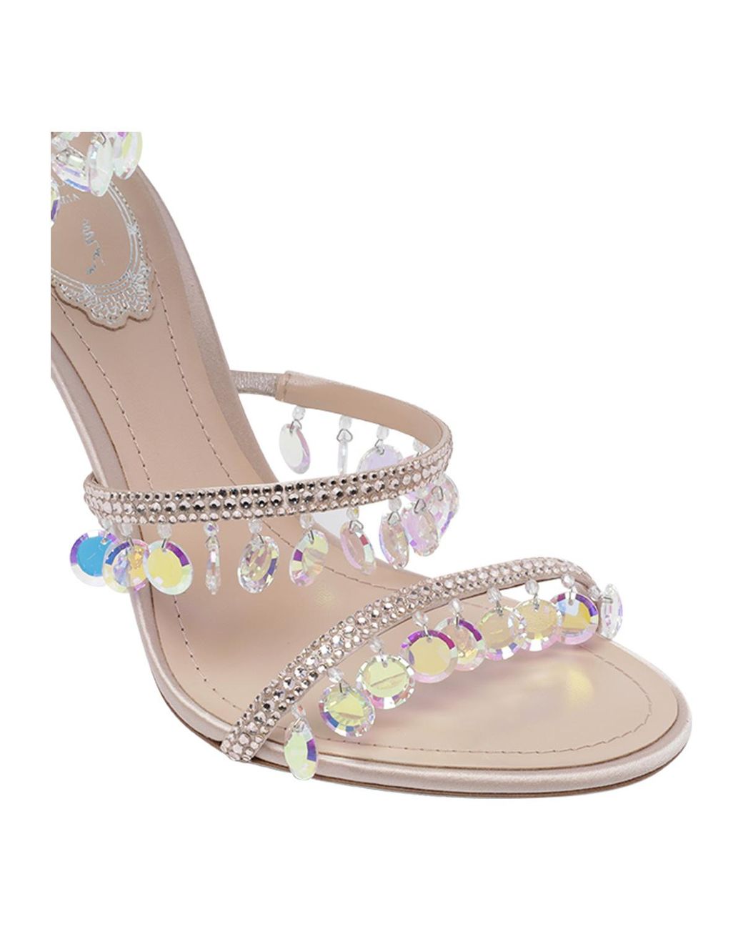 Rene Caovilla White Tassel Rhinestone High Heels