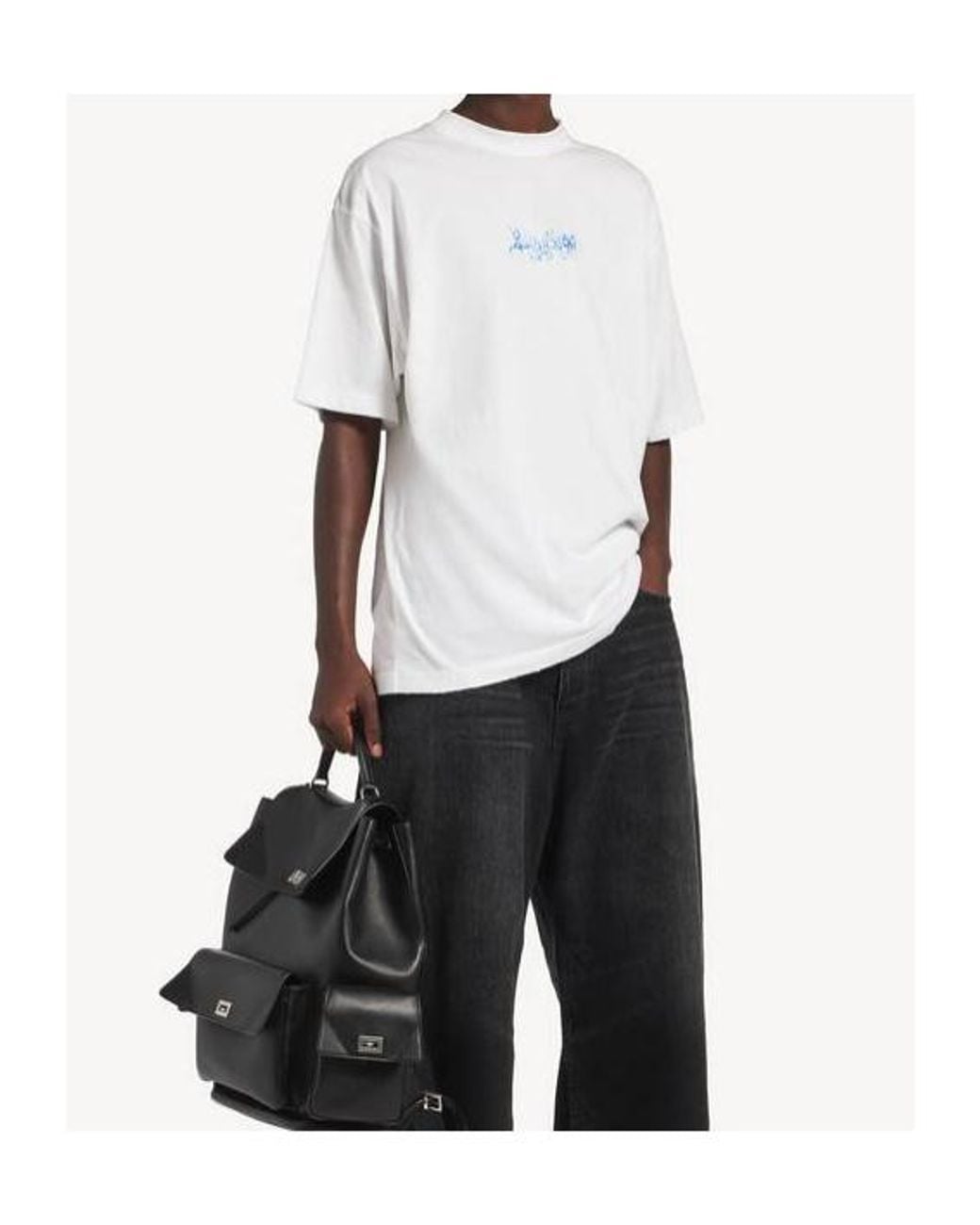 Balenciaga White Sketchy Medium Fit T-Shirt for men