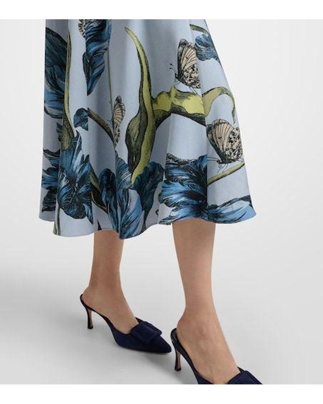 Erdem Blue Floral Midi Dress