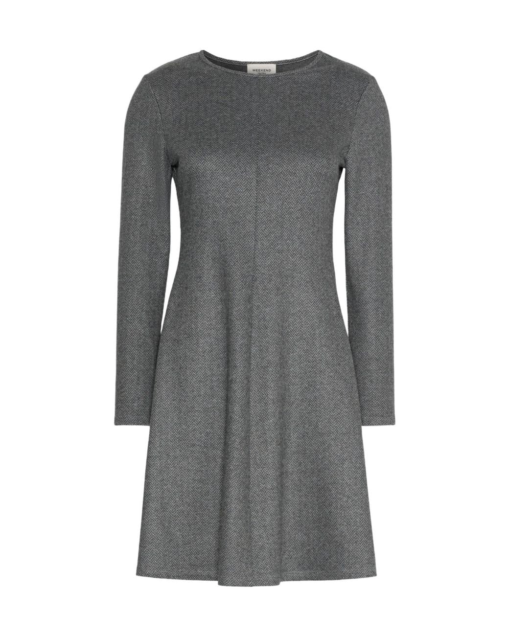 Weekend by Maxmara Gray Flared Jacquard Jersey Dress