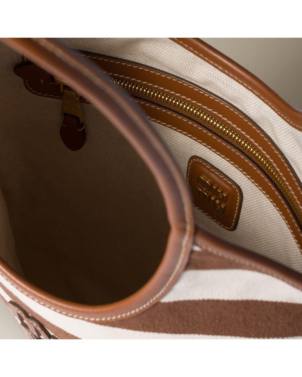 Miu Miu White Ivy Canvas And Leather Bag