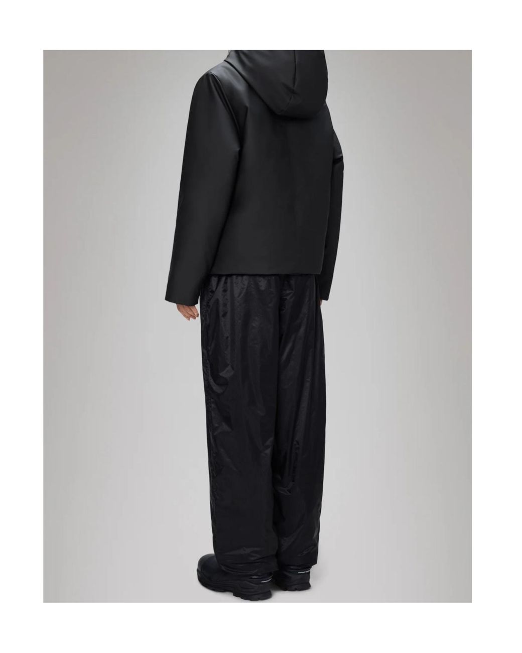 Rains Black Snap-Button Hooded Padded Jacket