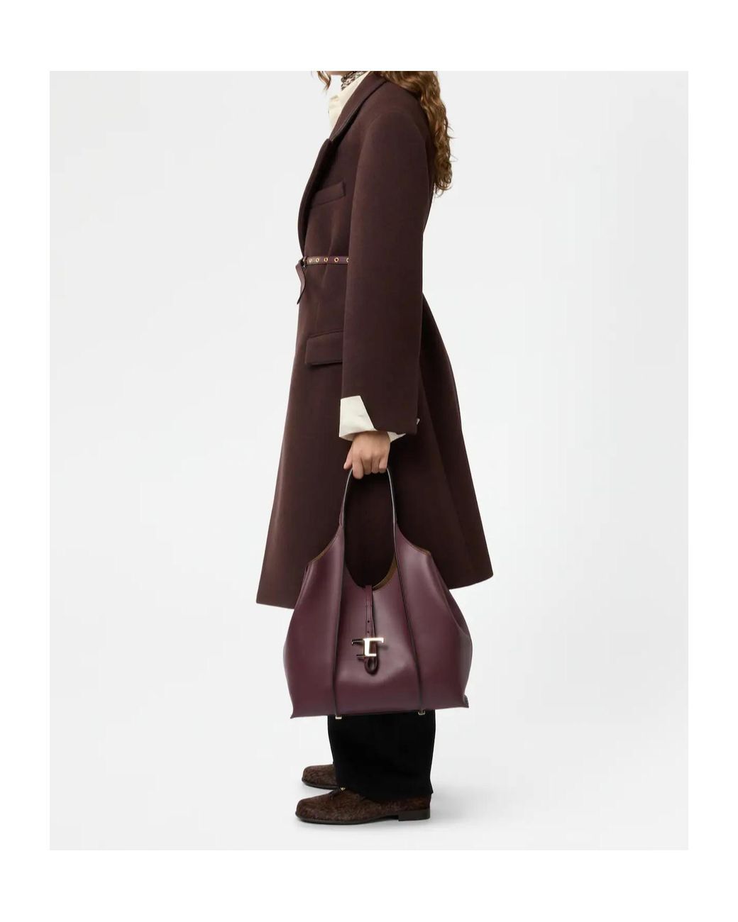 Tod's Brown T Timeless Shopping Bag