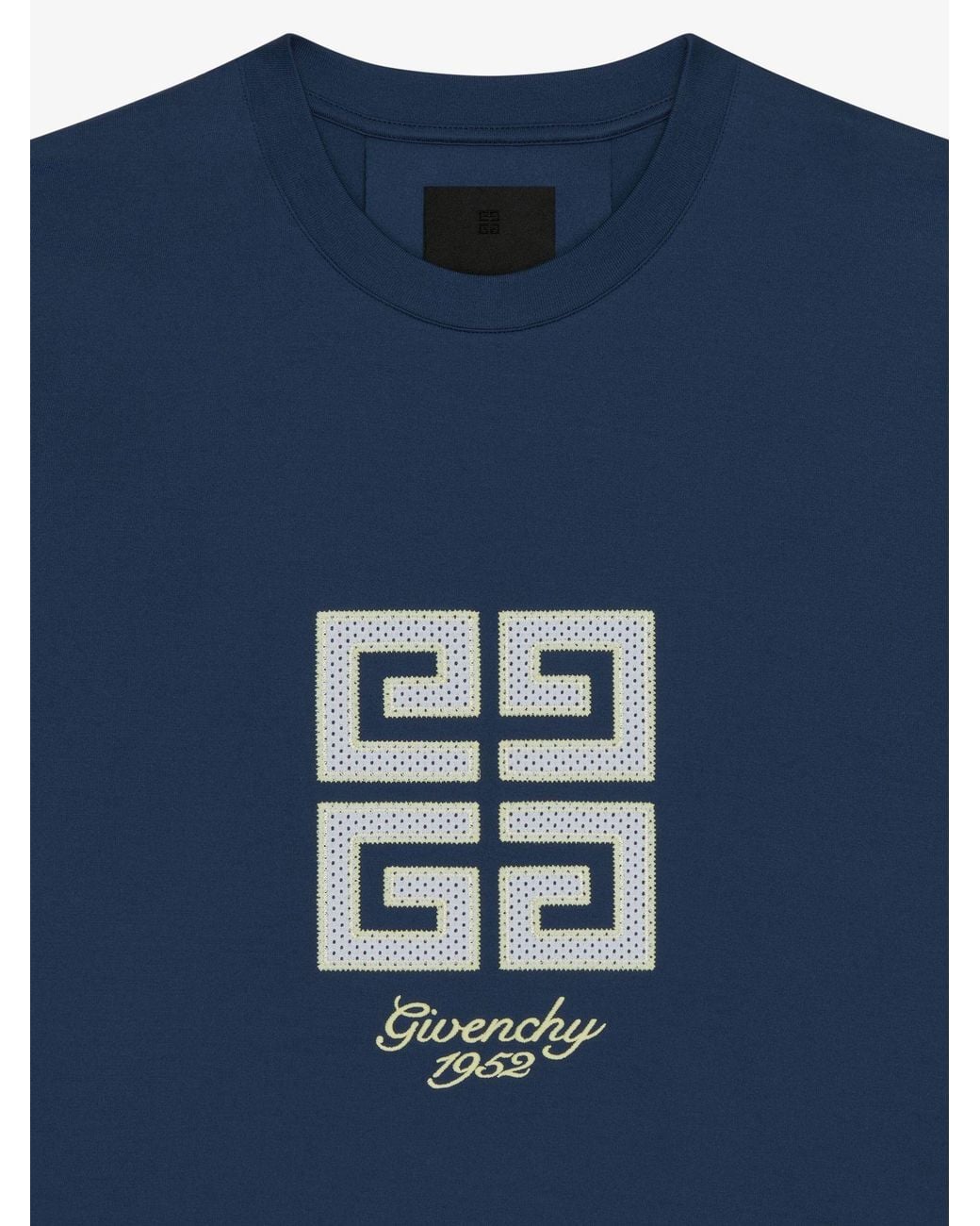 Givenchy Blue 4G Embroidered Crewneck T-Shirt for men