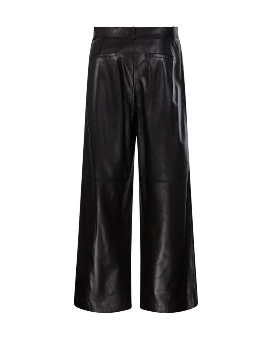 P.A.R.O.S.H. Black Leather Wide-Leg Trousers