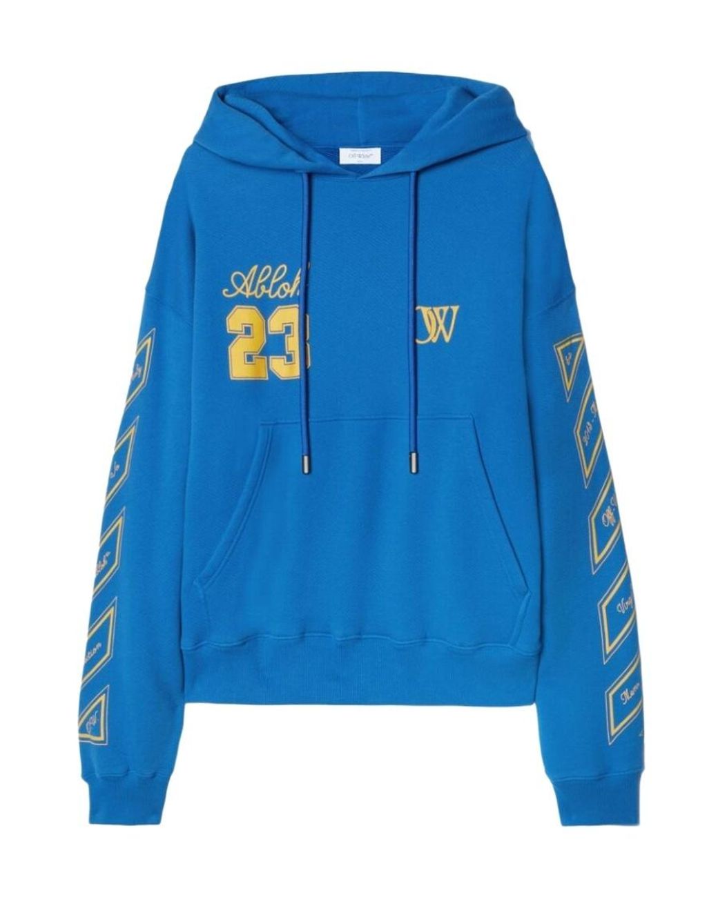 Off-White c/o Virgil Abloh Blue Logo Printed Drawstring Hoodie for men