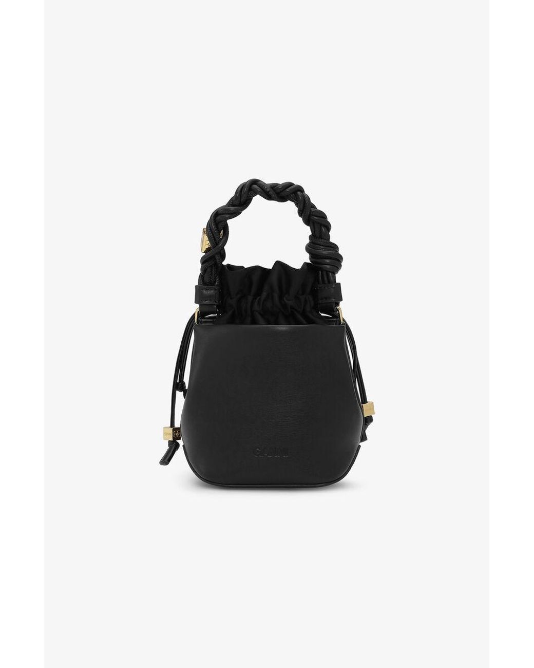 Ganni Black Bou Mini Drawstring Bucket Bag