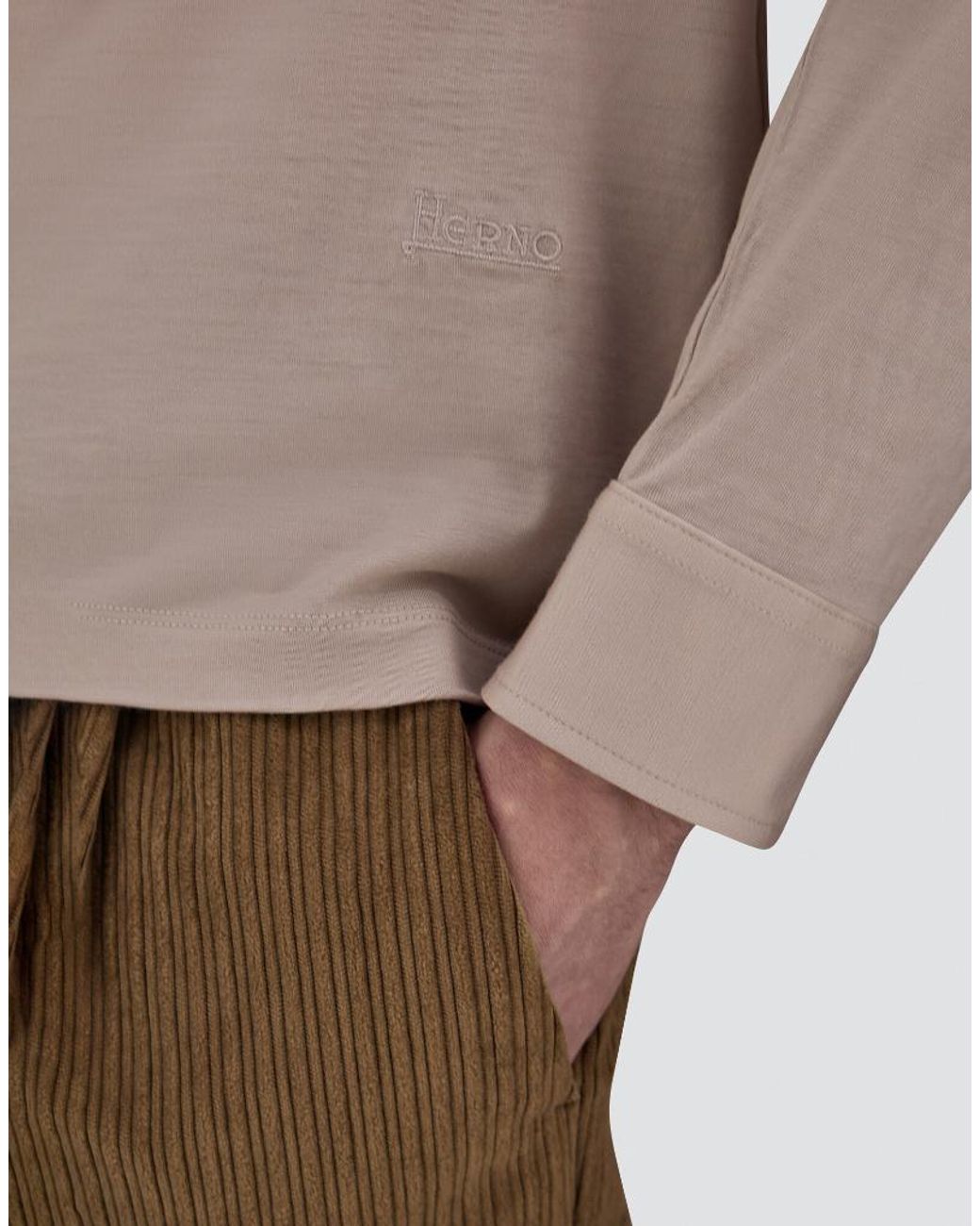 Herno White Long Sleeve Polo Shirt for men